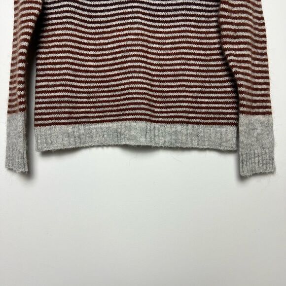 Cocogio Grey Burgundy Gradient Stripe Long Sleeve Wool Mohair Sweater Size Large - Picture 4 of 9